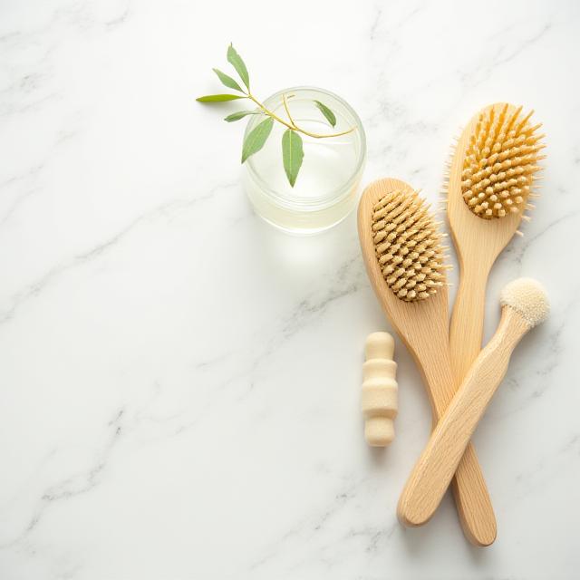 Eco-friendly cleaning tools displayed in a bright modern space